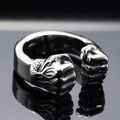Anello aperto a pugno in argento retrò stile punk in acciaio inossidabile per uomo - US 7 / Color Acciaio