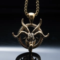 Collana con pendente testa di capra Baphomet gotica in acciaio inossidabile dorato e stella - Pendaglio Colore Oro