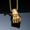 Men's gold stainless steel box chain with punk style muscular fist pendant necklace - Gold Pendant Only (Without Chain)