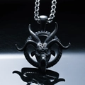 Collana con ciondolo a testa di capra gotica in acciaio inossidabile con pentagramma - Pendente Nero