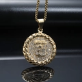 Collana con ciondolo Gesù dorato con strass e catena box su sfondo nero - Ciondolo Solo (Senza Catena)