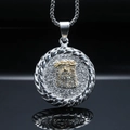 Pendaglio medaglione Gesù in acciaio inossidabile vintage con zirconi scintillanti - Solo Ciondolo (Senza Catena)
