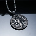 Collar medalla de San Benito de acero inoxidable con colgante redondo de plata retro - Colgante Negro (Sin Cadena)