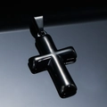 Gepolijste zwarte roestvrijstalen kruis hanger met reflecterende spiegelglans voor uniseks - Zwart (Alleen Hanger)