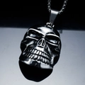 Colgante de calavera punk en acero inoxidable para hombre con cadena de bolas fina - Colgante pequeño color acero (sin cadena)
