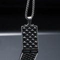 Punk-Stil quadratische Nietenkette aus Edelstahl mit Box-Kette und silberner Oberfläche - Nur Anhänger (ohne Kette) / Stahlfarben
