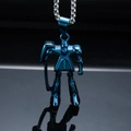 Robot shaped pendant necklace in dark blue metal with a mechanical scythe and silver ball chain - Blue Pendant (Pendant Only (Without Chain))