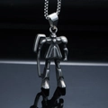 Retro mechanical robot pendant in vintage stainless steel finish with a bead chain - Antique Silver Pendant (Pendant Only (Without Chain))