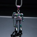 Iridescent robot pendant with colorful plating on a metallic bead chain necklace - Rainbow Pendant (Pendant Only (Without Chain))