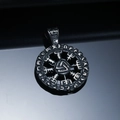 Vintage Viking Vegvisir compass pendant necklace made of high quality stainless steel - Black Pendant Only (Without Chain)