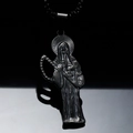 Gothic punk Santa Muerte skull necklace with scythe pendant in black stainless steel - Black Pendant Only (Without Chain)