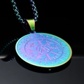 Rainbow plating viking vegvisir compass pendant necklace made of stainless steel - Pendant Only (Without Chain) / Rainbow