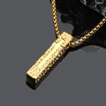 Collana con pendente a croce in acciaio inossidabile dorato e colonna rettangolare - Oro, Ciondolo Solo (Senza Catena)