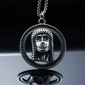 Vintage Egyptian Pharaoh stainless steel round pendant necklace with bead chain design - Steel Pendant (WD-338) Pendant Only (Without Chain)