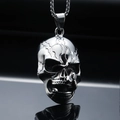 Collana con ciondolo a forma di teschio e serpente in stile punk gotico in acciaio inox - Ciondolo Colore Acciaio (Senza Catena)