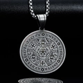 Collar de talismán de hexagrama en acero inoxidable retro con sello y acabado plateado - Colgante Color Vintage (Sin Cadena)
