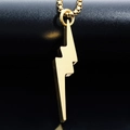 Polished gold lightning bolt pendant on a box chain for men and women - Pendant Only (Without Chain) / Gold