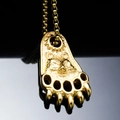 Pendentif patte d'ours dorée avec relief tête de loup et chaîne à maillons - Pendentif Seul (Sans Chaîne) / Or
