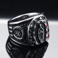 Vintage stainless steel ring for men with Virgin Mary relief and colorful crystals - US 7 / Steel