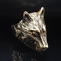 Punk vintage gold viking wolf head ring for men in durable stainless steel finish - US 7 / Gold