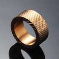 Anello industriale in acciaio inossidabile oro rosa con zigrinatura e scanalature - US 7 / Oro