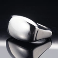 Polished stainless steel wide band ring with mirror finish on a sleek black background - US 7 / Steel