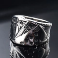 Vintage punk royal flush playing cards ring in stainless steel for men - US 7 / Steel