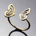 Anello aperto a farfalla minimalista in acciaio inossidabile dorato con ali cave - US 6 / Oro
