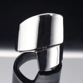 Minimalist wide open silver stainless steel ring with high-polished mirror finish - US 7 / Steel