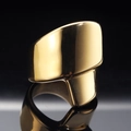 Minimalist wide wrap-around gold stainless steel ring with polished mirror finish - US 7 / Gold
