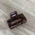 Detail of tortoiseshell acetate hair claw clip with FRANCE Handmade gold lettering - Blue Coffee