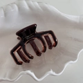 Dettaglio della pinza per capelli color ambra con scritta dorata France Handmade - Caffè Scuro