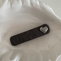 Close-up of vintage burgundy leather hair clip with a metallic heart detail - Coffee Rectangular