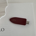 Detail of dark red oval hair clip with golden Fashion Handmade lettering and matte finish - Red-Seamless