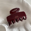 Dettaglio della molletta bordeaux lucida con scritta dorata Barrette la France su un piatto - Pinza Quadrata Osso (Bordeaux Lucido)