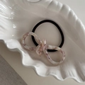 Élastique à cheveux en acétate marbré violet avec nœud élégant et bande élastique - Nœud en Acétate-Marbre Rose