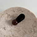 Close-up of handmade amber brown hair clip with gold France Handmade logo on marble - Dark Coffee Duckbill Clip - Round Ball
