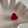 Detail of handmade magenta acetate hair claw clip with France engraved lettering - Bright Red