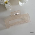 Pince à cheveux rectangulaire rose translucide avec finition mate et taille 10x5cm - Style Rectangle Ajouré / Abricot Doux-Rectangle