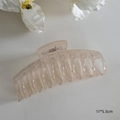 Grande pince à cheveux rose translucide en résine, taille onze par cinq virgule cinq cm - Style Os Arrondi / Abricot Doux-Pince Os