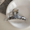 Detail of grey marble ink pattern acetate hair claw clip with gold metal spring - Extra Large Hollow Bar Style (FJ892143)