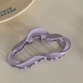 Detail of light purple wavy matte metal hair claw clip with stitch texture on cream base - Purple (Dopamine Cloud)