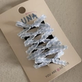 Detailed close-up of blue plaid bow hair clips with five pieces on display card - Blue Gingham - Six Small Knots