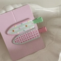 Detail of macaron-colored ice cream hair clips with floral and plaid patterns - Sweet Pair - Green Pink