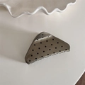 Dettaglio del fermaglio a triangolo grigio scuro con pois neri e finitura glitterata - Pois Caffè - Triangolo