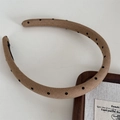 Detail of khaki polka dot headband with twill texture fabric for French vintage style - Narrow Polka Dot / Light Coffee