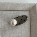 Elegant dark grey polka dot hair clip with a large white pearl accent for women - Oval Pearl Clip - Premium Gray