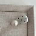Elegant polka dot hair clip with matte silver base and a large cream pearl accessory - Waterdrop Pearl Clip - Cream White