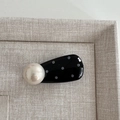 Polka dot hair clip with large pearl in black teardrop design for elegant styling - Waterdrop Pearl Clip - Black