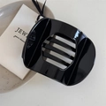 Sleek black glossy hair claw clip featuring a minimalist hollowed striped rectangular design - 7# Black - Large